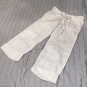 White linen pants